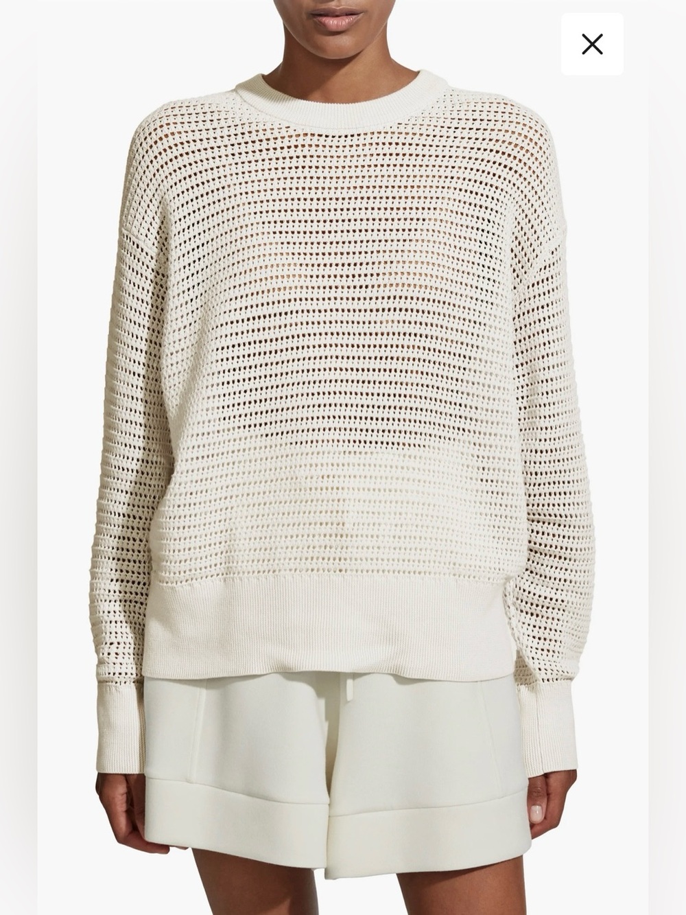 NWT Varley Cream Open-Knit Kershaw Crewneck Sweater Size M